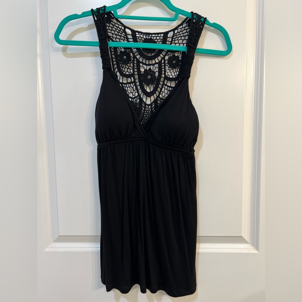 Black Crochet Padded Tank Top from Pink Rose XS